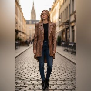 NWT Ethyl snake print faux suede open front jacket size L